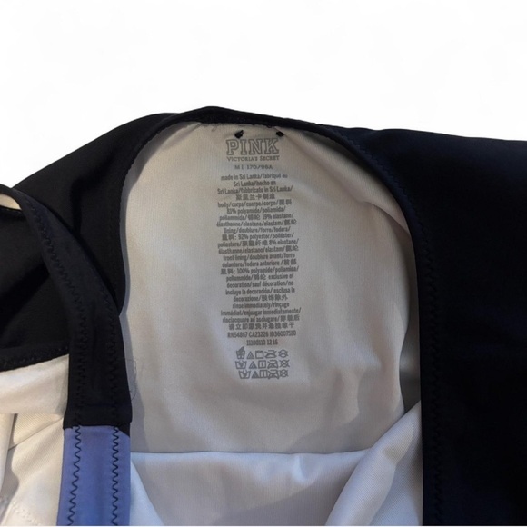 PINK Victoria’s Secret Chevron Stripe One Piece Swimsuit Sz M Lace Up Retro - Picture 4 of 4